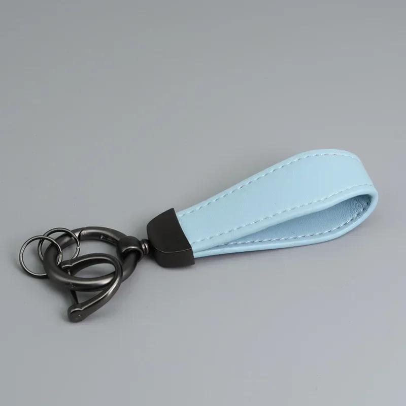 Custom LOGO Vintage PU Leather Keychain Laser Engrave Metal Car Keyring Personalize Texts Key Chains for Men and Women Gift