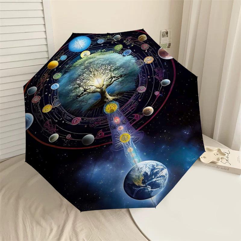 

1pc Tree of Life Automatic Open/Close Umbrella Compact Folding Umbrella with 8-Rib Shaft for Women/Men, Elegant Birthday1150S