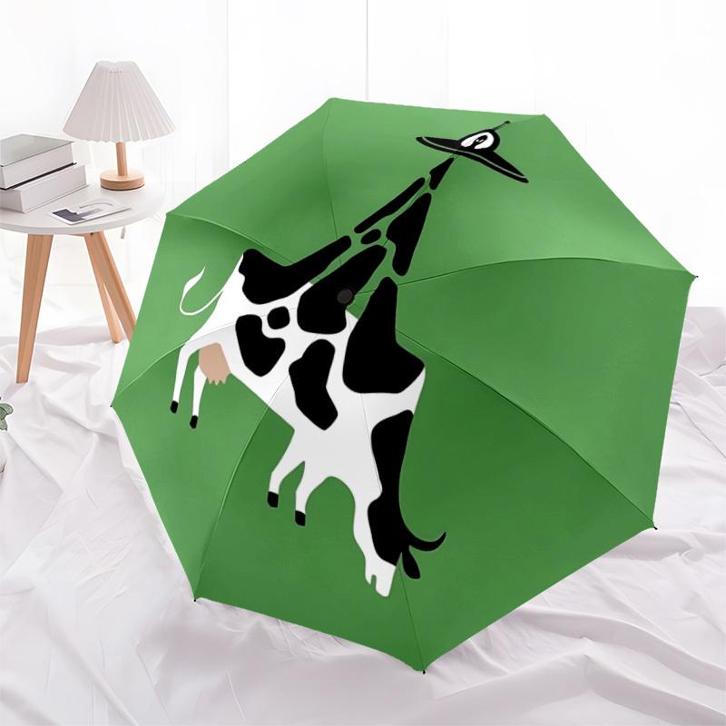 1pc Cow UFO Automatic Folding Umbrella - 8-Rib Compact Travel Umbrella Durable & Portable for Outdoor Use, Perfect Gift for Birthdays061
