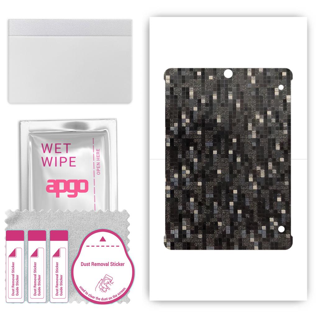 apgo Schutz-Skin-Aufkleber für die Rückseite, kompatibel mit Samsung Galaxy Tab S2 9.7, Wrap-Folie, Folie, Vinyl - Muster Carbon Black Pixel
