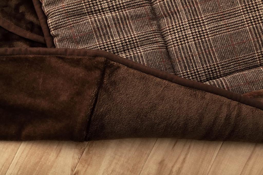 IKEHIKO Kotatsu Comforter, Balan Space-Saving, Approx. 180 X 180 Cm, Brown, Square, Single Item, Casual Check, Modern Design #6845909