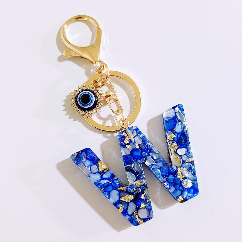 1PC Key Rings Stylish Alphabet Initial Charm Bags Eyes Fashion Resin Car Blue Phone Pendants Keychain