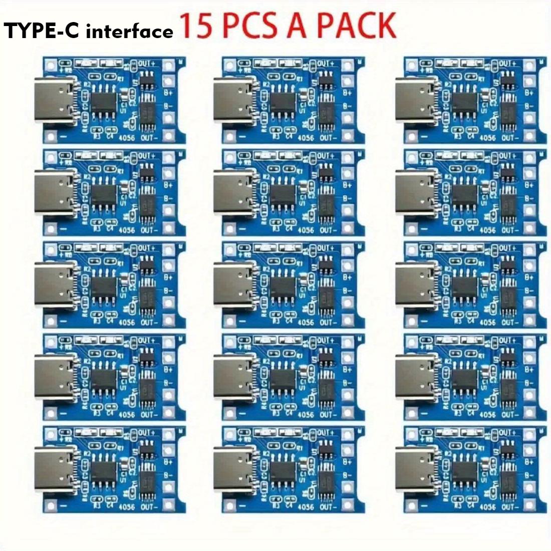 

15 Pcs 5V 1A TP4056 Charging Module With Type-C USB Interface,18650 Lithium Battery Charging Board With Overcharge Protection Function