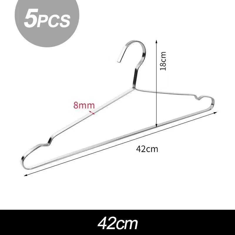 5/10pcs Stainless Steel Clothes Hanger 40/42/45/47cm Large Adult Hangers Household Dresses T-shirts Coat Sweater Drying Racks