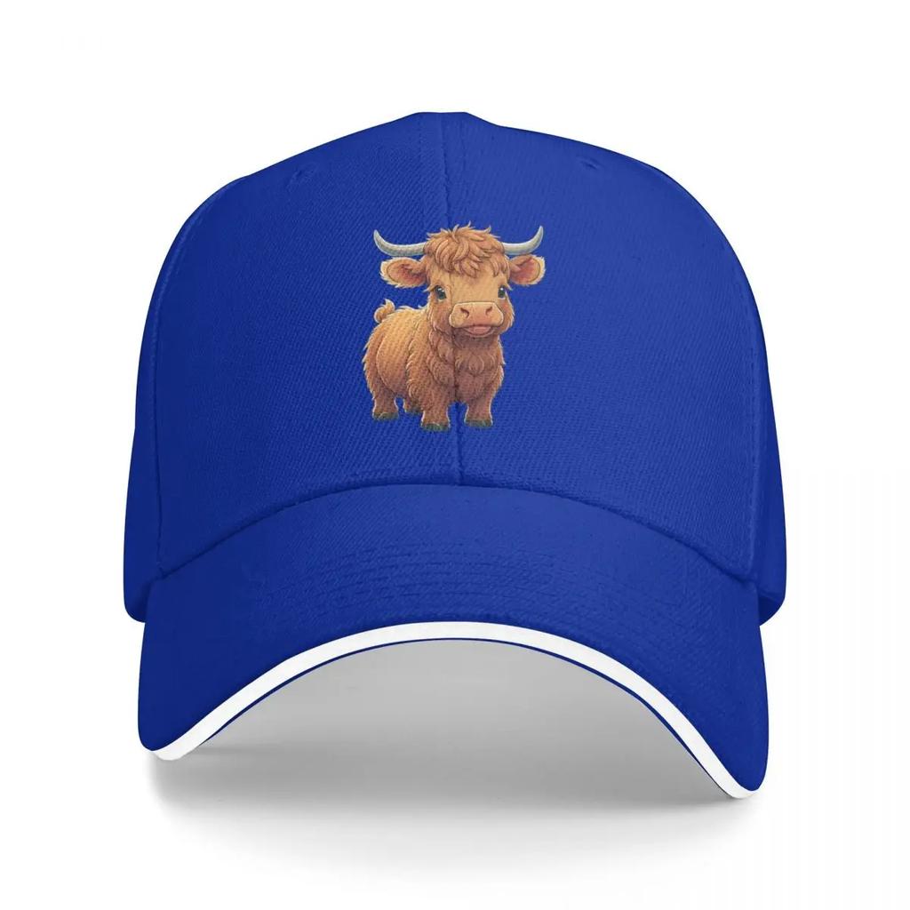 Baby Scottish Highland cow Baseball Cap Brand Man cap hiking hat Rugby Hats Woman Mens