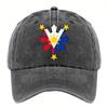 Boné de Baseball Ajustável com Design Cultural Filipino Chapéu Respirável com Motivo Solar Tricolor Lavável à Máquina