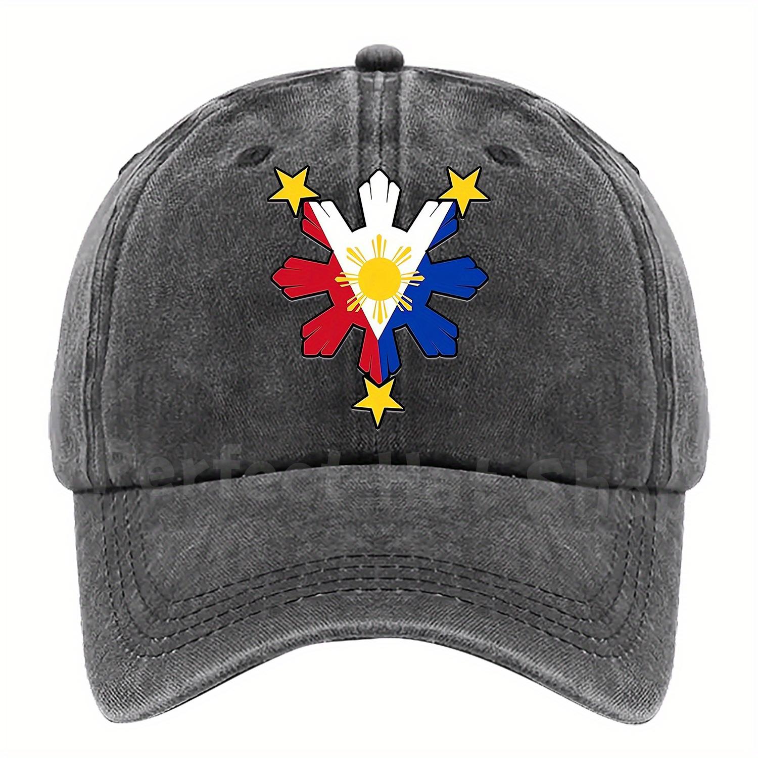 

Philippine Cultural Design Adjustable Baseball Cap Breathable Hat with TriColor Sun Motif Machine Washable One Size
