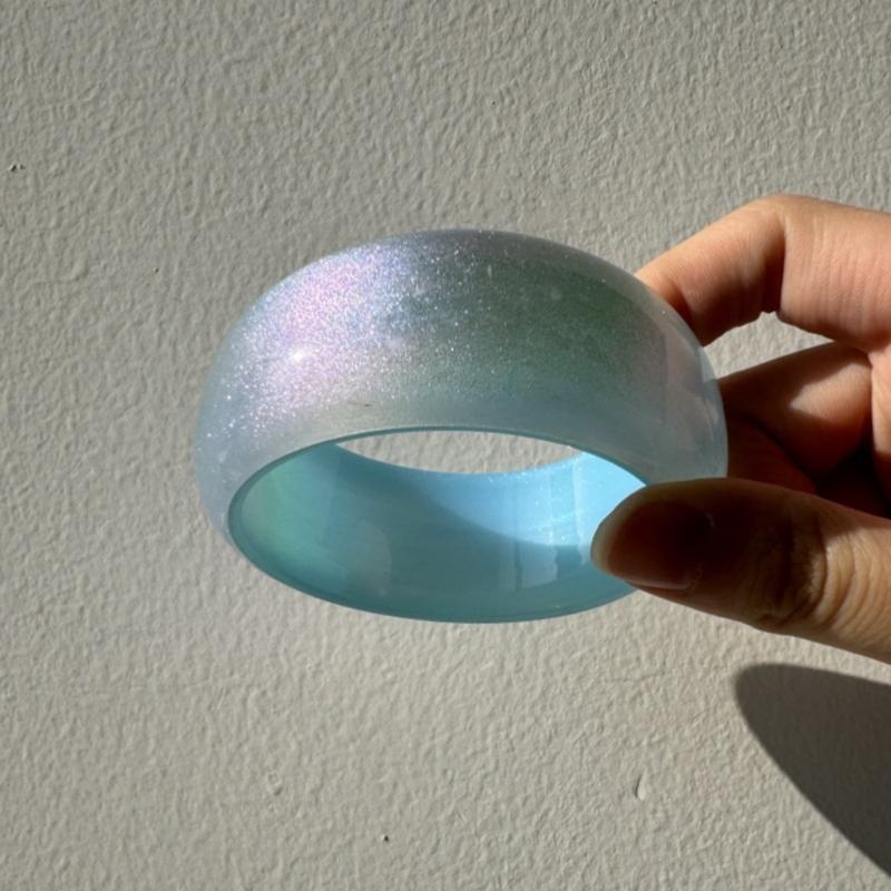 Resin Bangle Bracelets Wide Round Bangle Sparkling Jewelry Artistic Fashion Accessory Suitable for Fashion Women Present