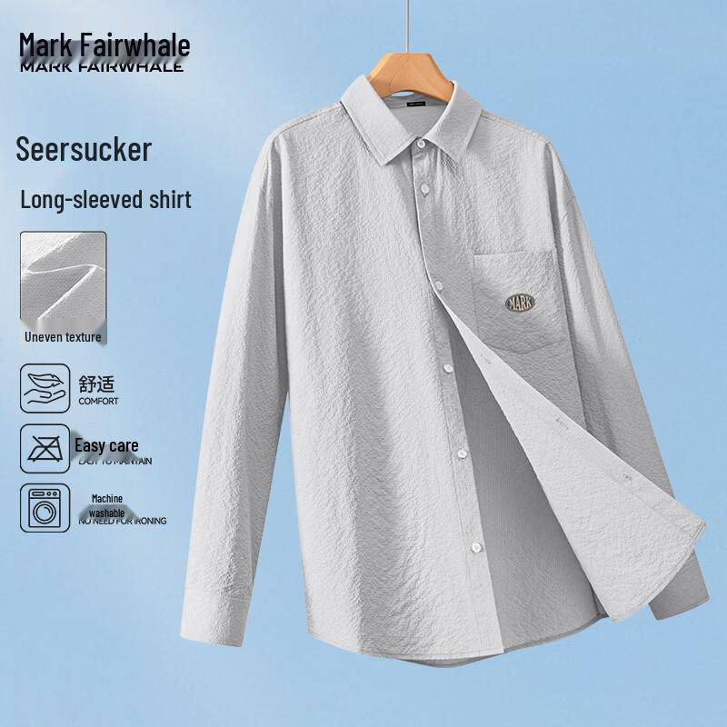 Mark Fairwhale Men s Premium Simple 3-Proof Long-Sleeve Button-Up Shirt L