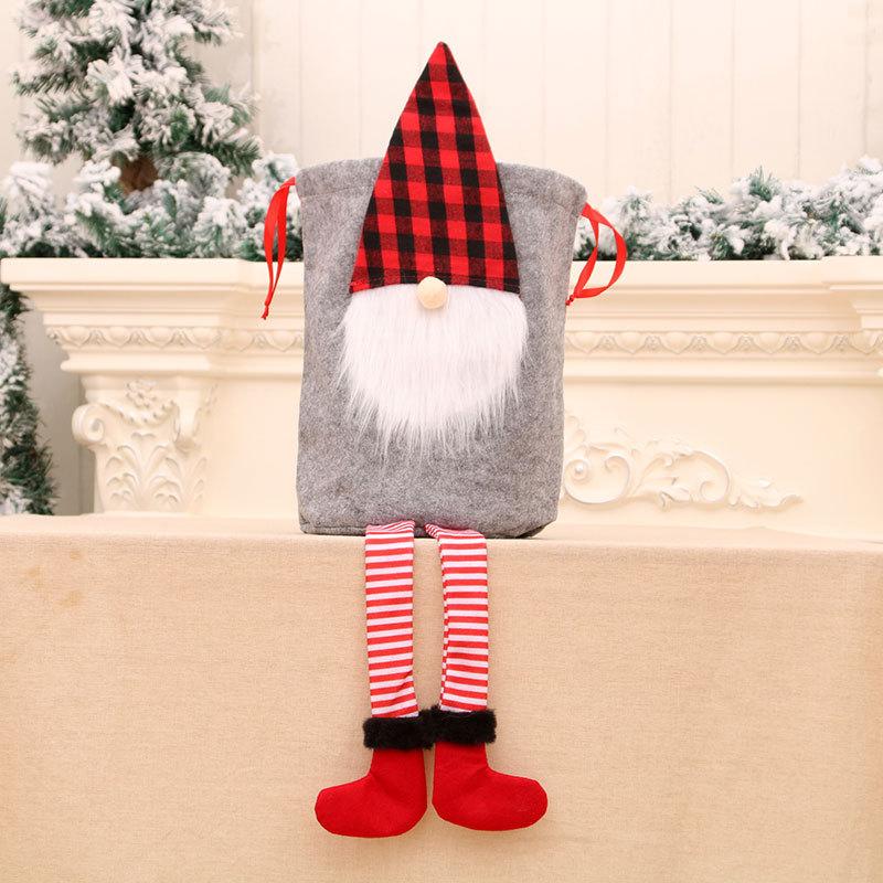 Christmas Faceless Old Man Closing Gift Bag Hanging Leg Christmas Carry Bag Christmas Pack Gift Bag