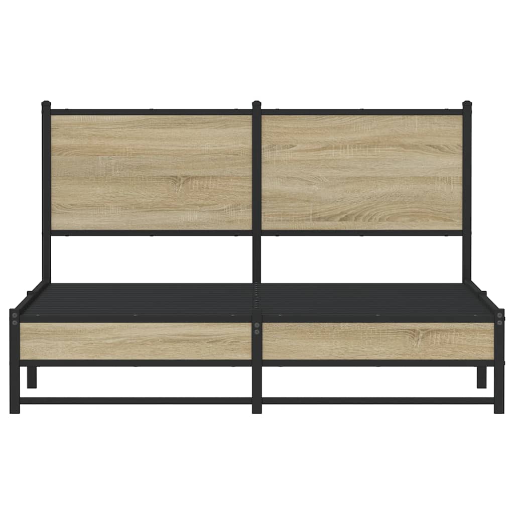 Metal Bed Frame without Mattress Sonoma Oak Finish 150 x 200 cm