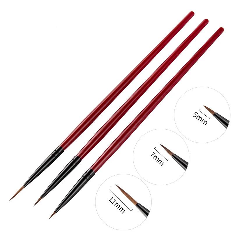 

3pcs/set Nail Art Liner Painting Brush Thin Stripe Line Drawing Pen DIY UV Gel Tips French Design Manicure Tool 5/7/11mm,/\ ;- israel