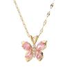 Colar Pingente Borboleta Rosa Coquette de Aço Inoxidável para Mulheres