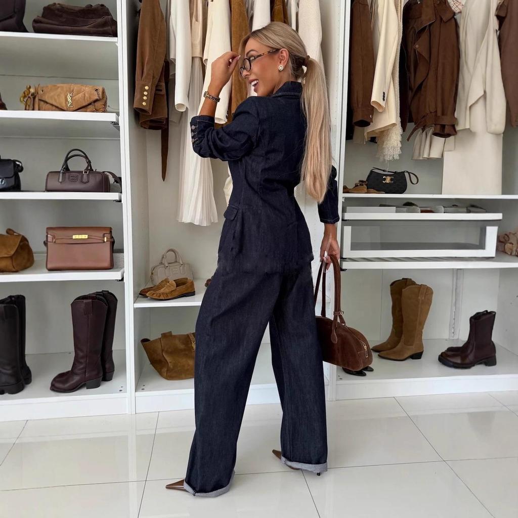 Autumn 2025 Versatile Relaxed Fit Wide-Leg Denim Pants