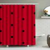 Bright Red Bathroom Shower Curtain with Black Dot Pattern for Home Decor Modern Simple Design (180x240cm)