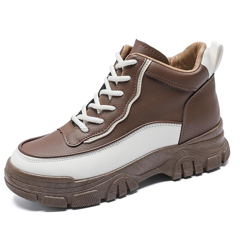 Fashion Natural Leather Autumn Women's Luxury Boot Casual Sneakers Beige Black And White Woman Shoes Sports Excercise Sport