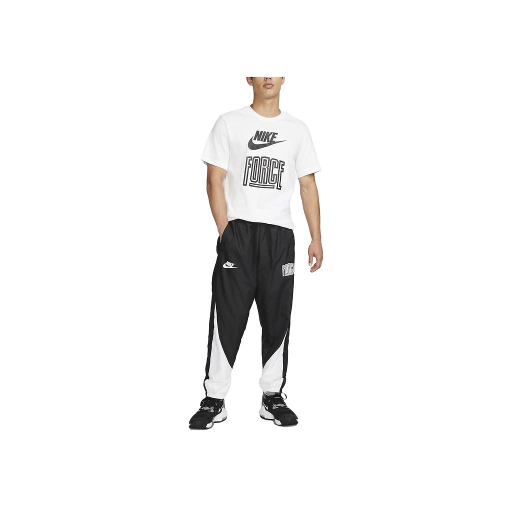 Nike Elastic Waist Letter Print Cuffed Casual Pants Men Bottoms Black FB6967-010