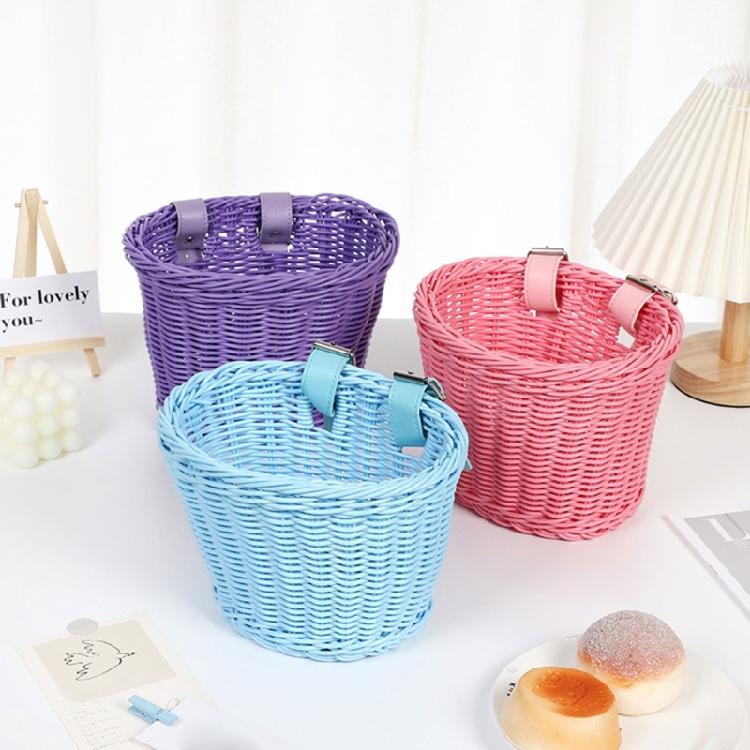 Plastic Wovens Bicycles Basket Detachable Wicker Front Handlebars Bikes Basket