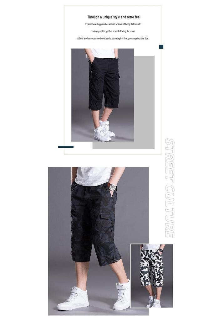 Men's Summer Loose Cargo Capri Pants - Plus Size, Multi-pocket, Mid-length, Outdoor Sports Casual Shorts