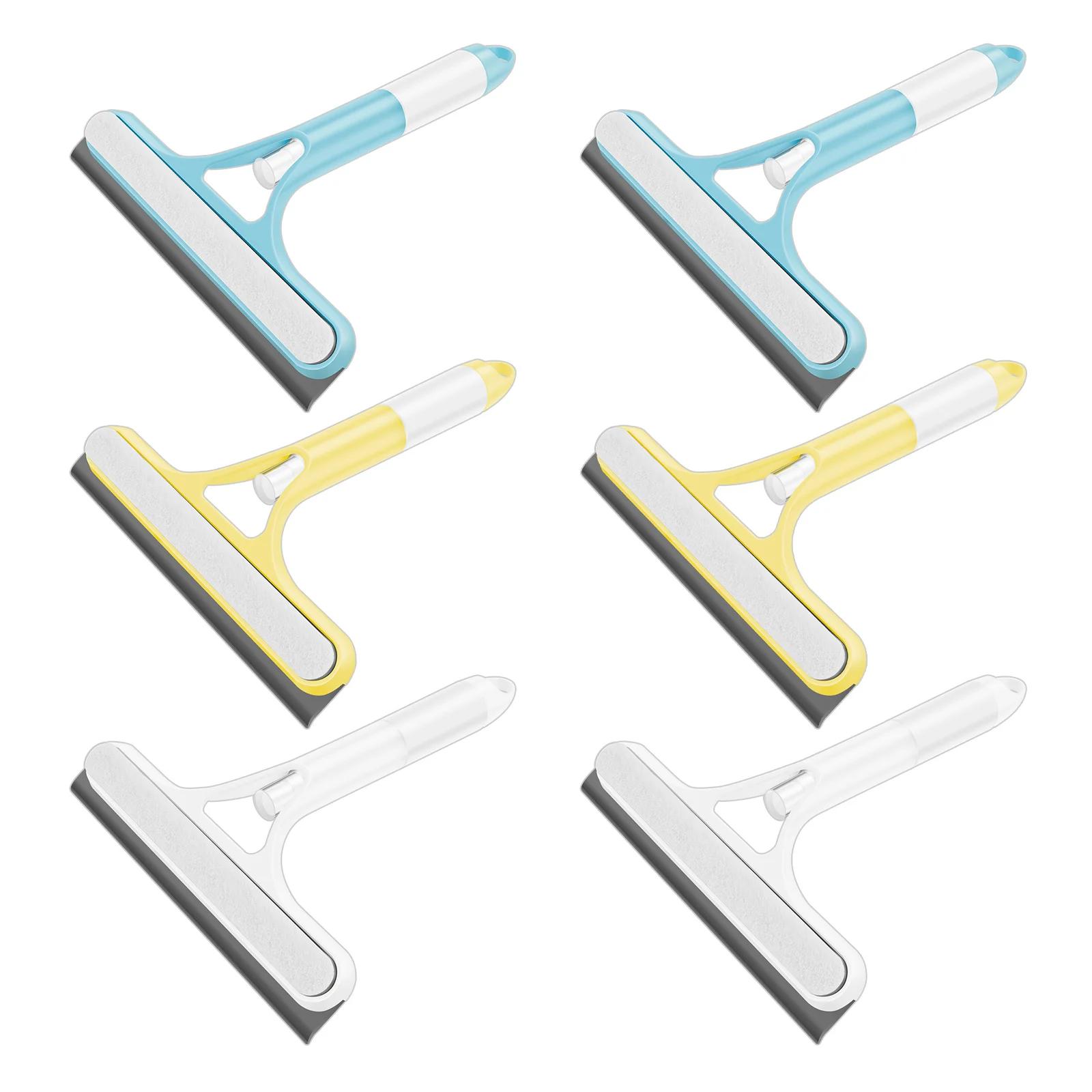 

6Pcs 3 in 1 Shower Squeegee Double Sided Glass Wiper Scraper with Soap Spray Dispenser Bathroom Window Mirror Cleaning Tool