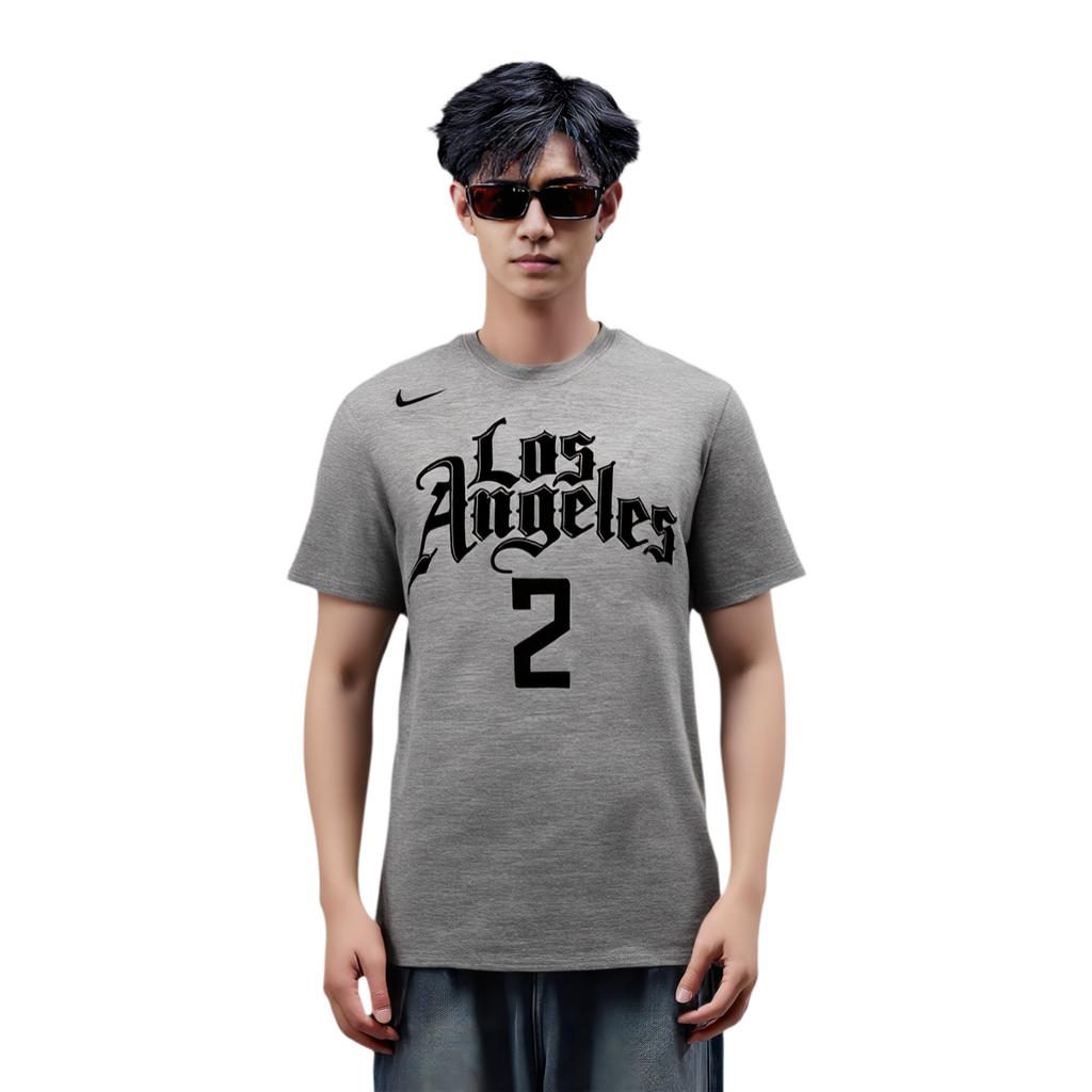 Nike X NBA Collaboration Logo Round Neck Letter Print Short Sleeve T-Shirt Men Tops Gray 00038209XLP3