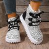 Women's Wide Width Lace-Up Snow Boots, Plush Lined High Top Winter Shoes, Warm Fleece Ankle Boots for Women