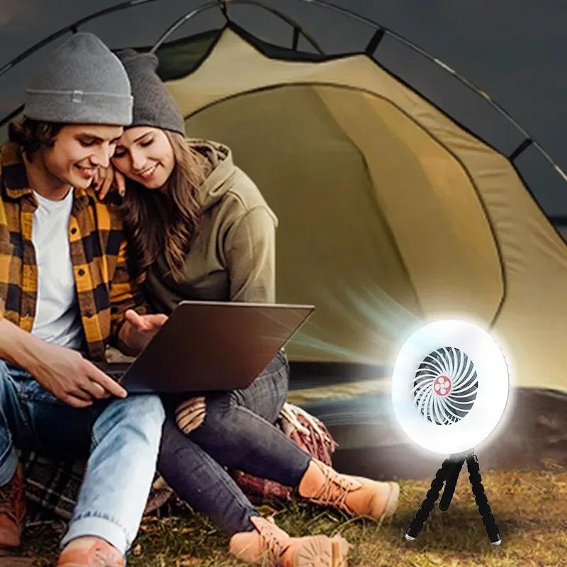 LED Camping Light USB Charging 2400mAh Fan Camping Light Hanging Tent Super Bright Lighting Travel Hiking Emergency Lantern