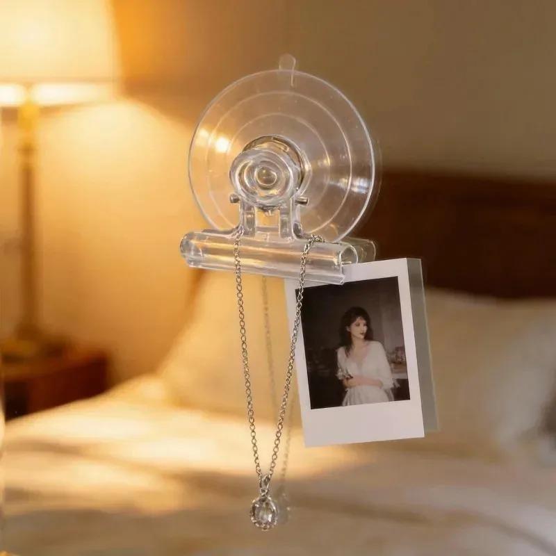 Suction Cup Clip Hooks Window Glass Door Hanging Hooks Clip Multifunctional Bathroom Kitchen Office Towel Photo Display Holder