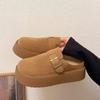 Lazy platform bag head slippers women's 2025 autumn new height increase outer wear one pedal casual skirt Boken shoes