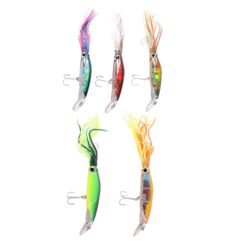 5 Stück Lebensechter Oktopus-Köder Tragbar Bunt Tintenfisch Harte Angelköder Swimbait für Salzwasser Süßwasser