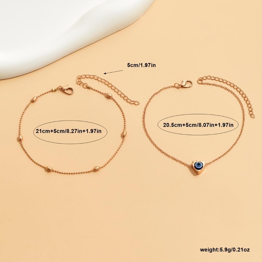 Fußkettchen für Damen Wasserdicht, Zierliches Schicht-Fußkettchen mit Herz-Anhänger für Damen, Einfaches Ketten-Fußkettchen-Set Geschenke für Damen