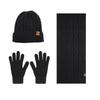 Mens Winter Warm Knit Hat Scarf Glove Set Acrylic Thick Lined Cycling Outdoor Accessory