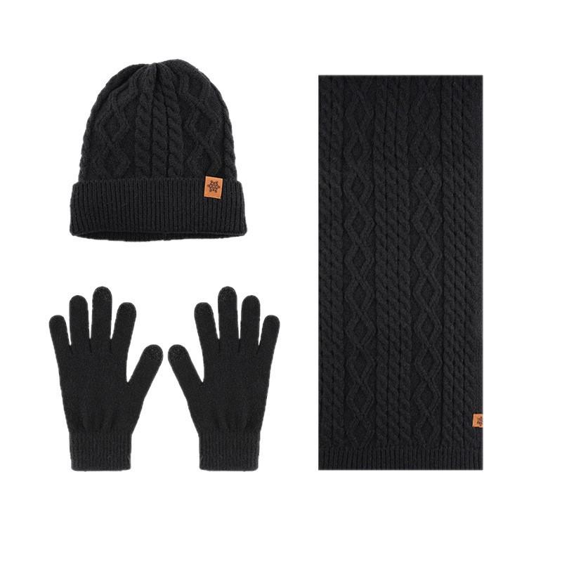 Mens Winter Warm Knit Hat Scarf Glove Set Acrylic Thick Lined Cycling Outdoor Accessory