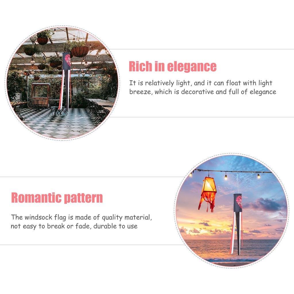 1Pcs Outdoor Valentine Windsock Flag Decorative Romantic Garden Hanging Wind Sock Flag for Valentine's Day Outdoor Windsock