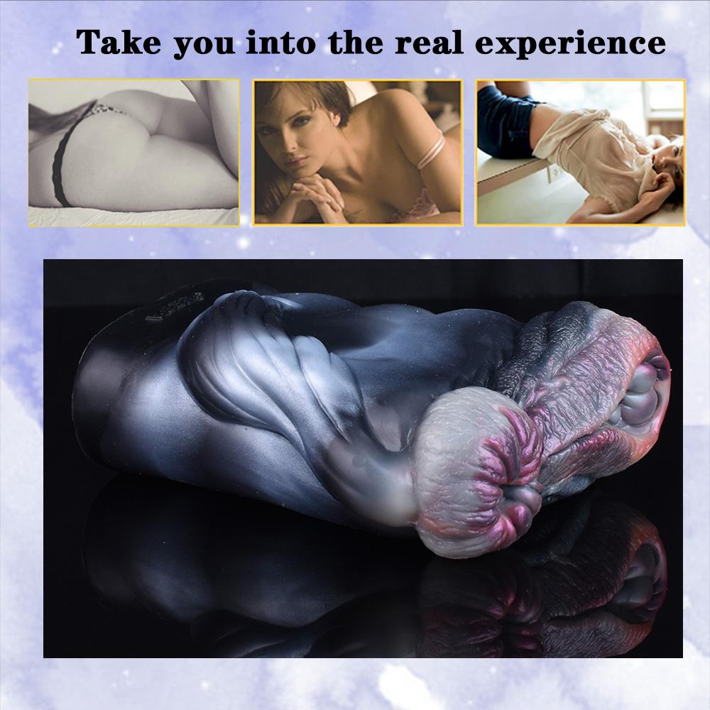 Dual Channel Animal Horse Masturbation Cup Soft Silicone Male Masturbator Realistic Vagina Prostate Massage Adult Sex Toy