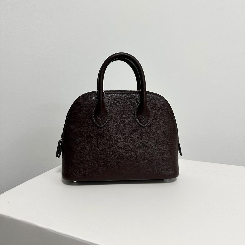 Sac Bandoulière Mini Coquille en Cuir de Vachette Evercolor Importé Polyvalent Sac pour Femme en Cuir de Vachette Première Couche Sac de Bowling