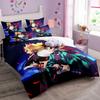 Anime Demon Slayer Comforter Sets, 3D Bedding Set, Duvet Cover Pillowcase with Zipper 140x200cm, Gift for Boys and Girls.