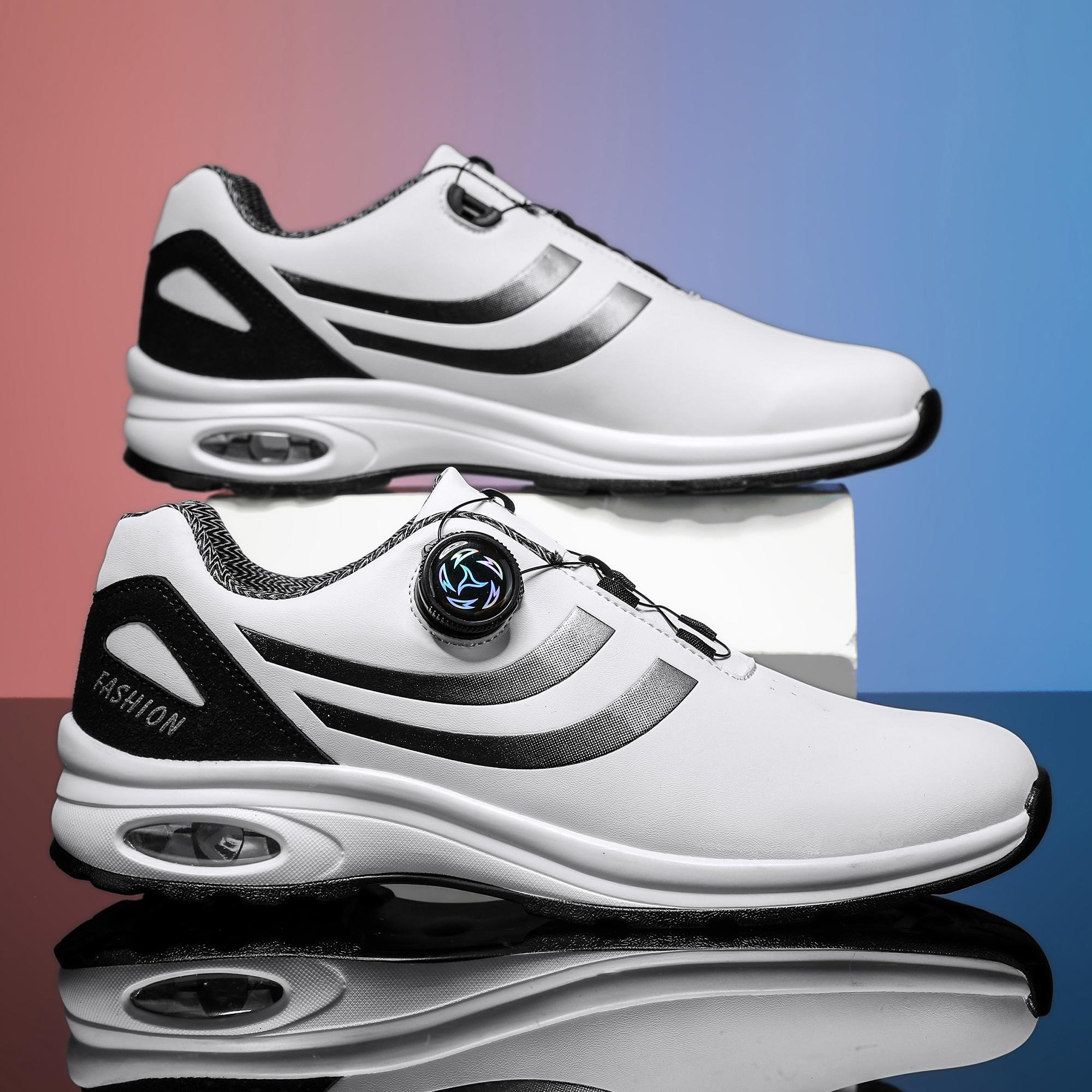 

Fashionable Men s Casual shoes, Comfortable and Portable Golf shoes, Cushioned and Elastic design cycling shoes,WHITE and black9 39