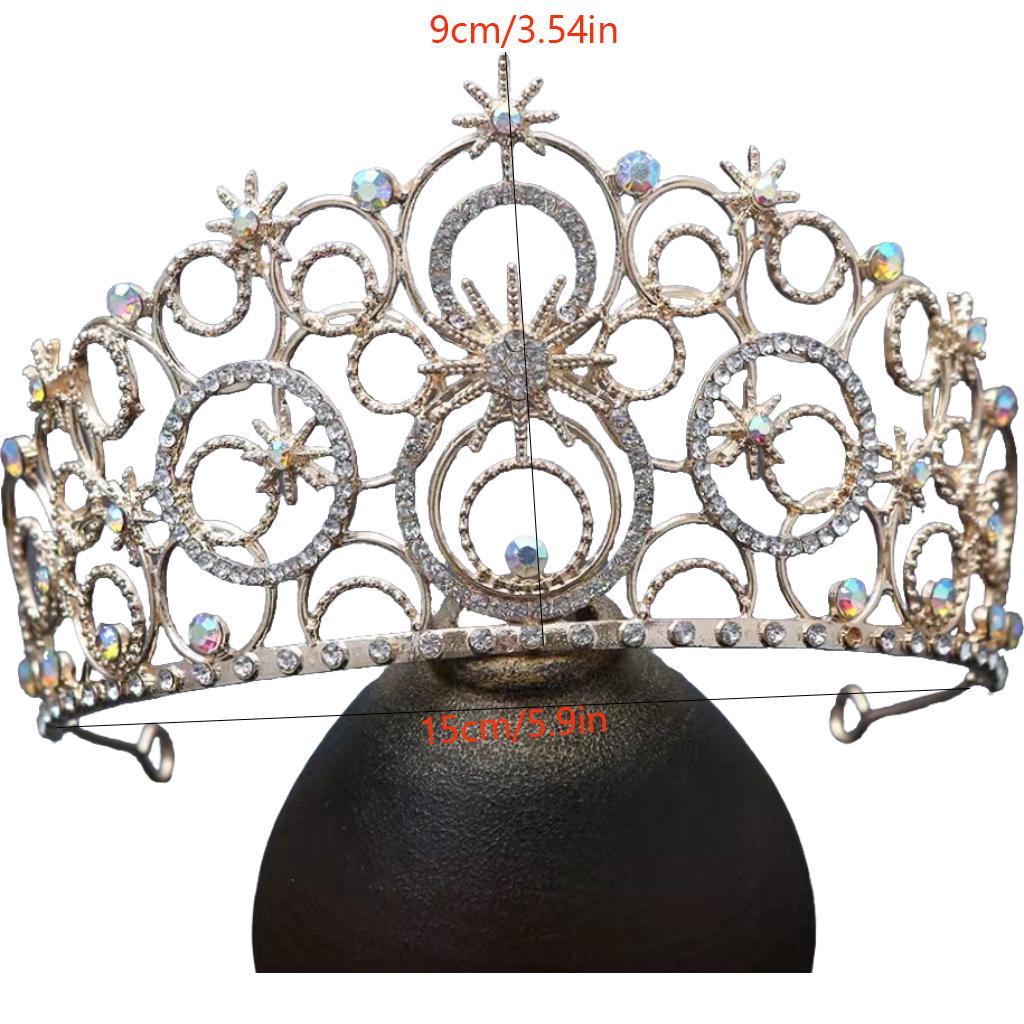 1pc Fashion Celestial Sparkly Hair Crown Stars Crystals Intricate Circular Filigree Design Perfect Bridal Looks Royal Elegance