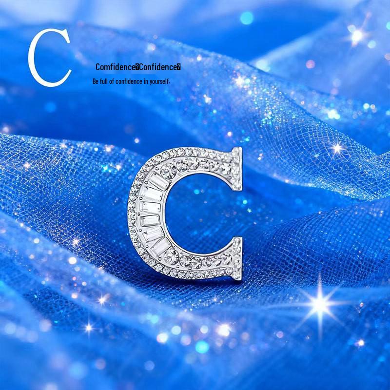 

Stylish Rhinestone Crystal Alphabet Brooch - Unisex Lapel Pin