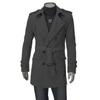 Korean Style Men's Autumn/Winter Double-Breasted Wool Coat with Shoulder Badge