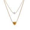 Simulated Pearl Heart Pendant Necklace 18K Golden PVD Plated Stainless Steel Jewelry Trendy Anniversary Women