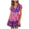 Women's Fashion Casual Summer V-Neck Sexy Bohemian Print Women's Dress