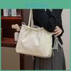 Solid Bow Color Trendy Pu Bag Bowknot Dual Shoulder Straps Casual Travel Bags