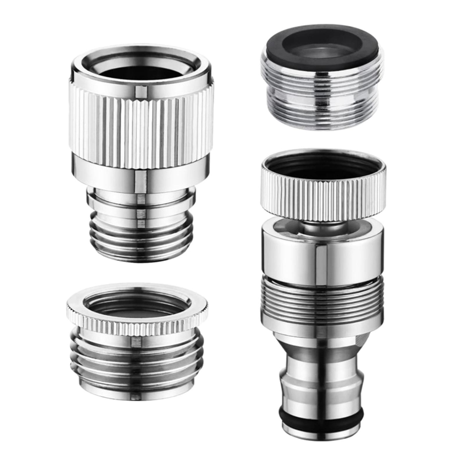 

4 Pieces Faucet to Hose Adapter for Easy Connection to Shower and Garden Hoses Stainless Steel Outdoor Faucet Connectors