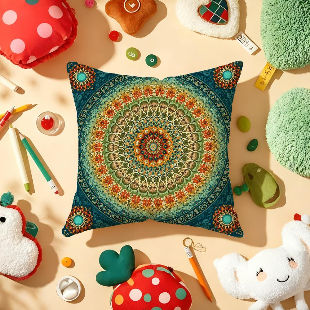 Ethnic Retro Bohemian Cushion Cover Soft Short Plush DoubleSided Printing Home Decor Machine Washable Pillow Case Gift