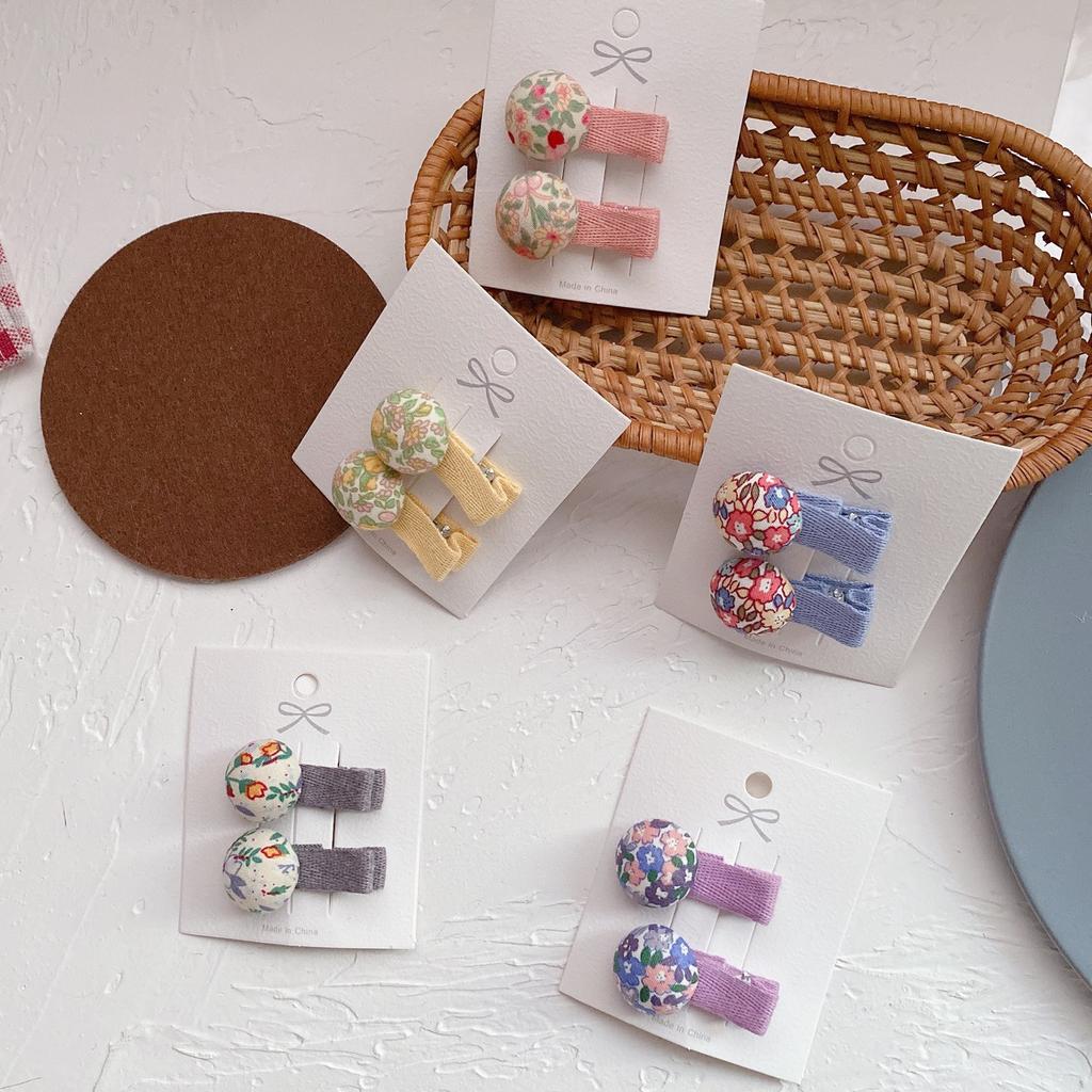Korean Mini Hair Clips 2 Pack Floral Fabric Snap Clips for Girls Baby Hair Flyaways Cute Barrettes