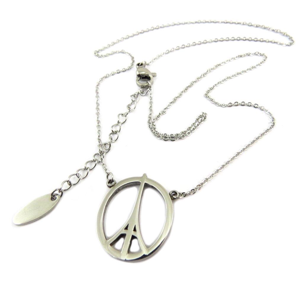 Les Trésors De Lily [P8064] - Stříbrný ocelový náhrdelník "Eiffelova věž" - 20x18 mm