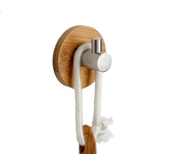 Bathroom Bamboo Bath Accessories Robe Wood Wall Hooks for Hanging M