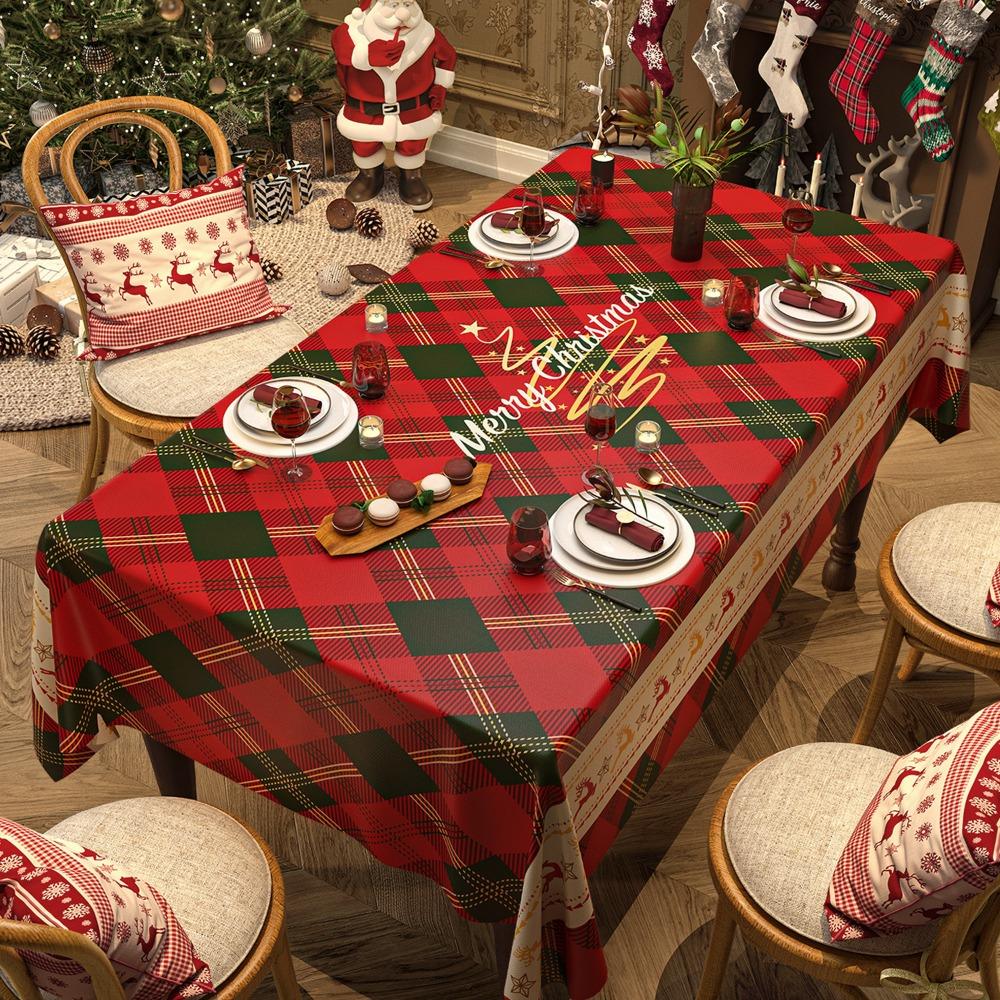 Festive Christmas Tablecloth for Dining Table Holiday Decor Home Party Theme Cover
